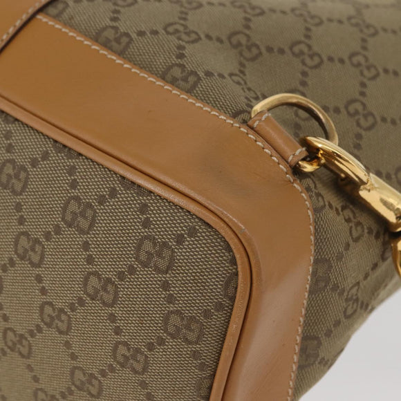 GUCCI GG Canvas Purse Shoulder Bag Beige Gold Auth 176405