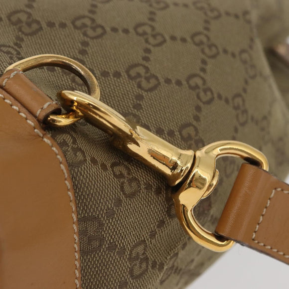GUCCI GG Canvas Purse Shoulder Bag Beige Gold Auth 176405