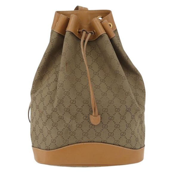 GUCCI GG Canvas Purse Shoulder Bag Beige Gold Auth 176405