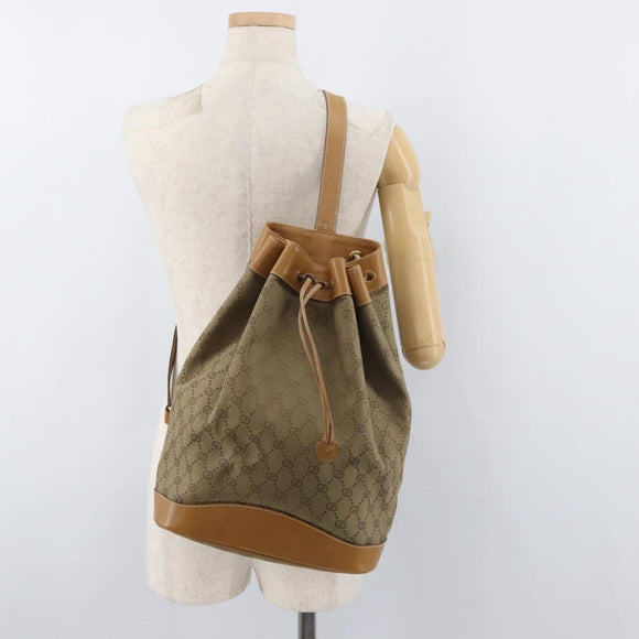 GUCCI GG Canvas Purse Shoulder Bag Beige Gold Auth 176405