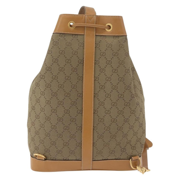 GUCCI GG Canvas Purse Shoulder Bag Beige Gold Auth 176405