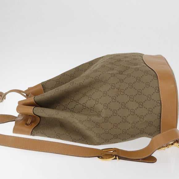 GUCCI GG Canvas Purse Shoulder Bag Beige Gold Auth 176405