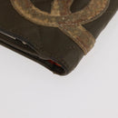 CHANEL Cambon Line Bifold Wallet Embossed leather Khaki CC Auth 176408-15
