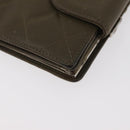 CHANEL Cambon Line Bifold Wallet Embossed leather Khaki CC Auth 176408-8