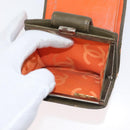 CHANEL Cambon Line Bifold Wallet Embossed leather Khaki CC Auth 176408-11