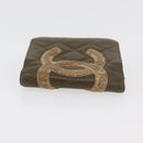 CHANEL Cambon Line Bifold Wallet Embossed leather Khaki CC Auth 176408-3