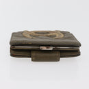 CHANEL Cambon Line Bifold Wallet Embossed leather Khaki CC Auth 176408-4