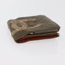 CHANEL Cambon Line Bifold Wallet Embossed leather Khaki CC Auth 176408-6
