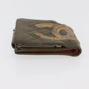 CHANEL Cambon Line Bifold Wallet Embossed leather Khaki CC Auth 176408-7