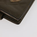 CHANEL Cambon Line Bifold Wallet Embossed leather Khaki CC Auth 176408-14