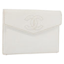 CHANEL Pouch Caviar Skin White Gold CC Auth 176409A-1