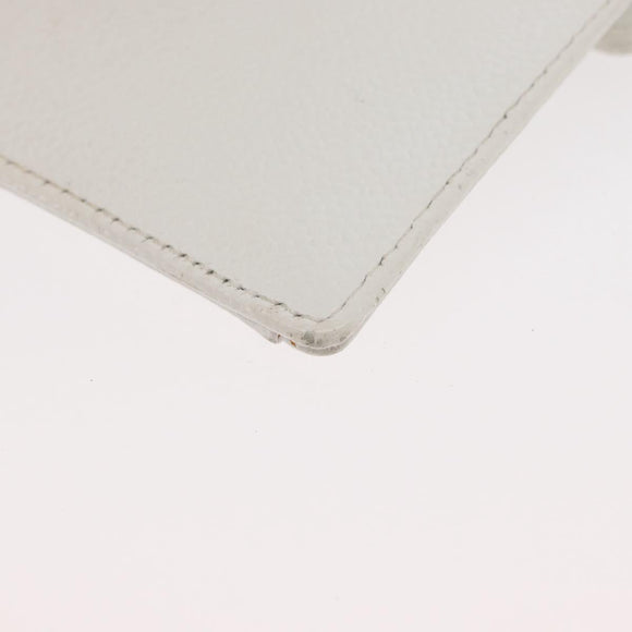 CHANEL Pouch Caviar Skin White Gold CC Auth 176409A