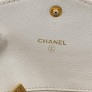 CHANEL Pouch Caviar Skin White Gold CC Auth 176409A-17