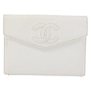 CHANEL Pouch Caviar Skin White Gold CC Auth 176409A-13