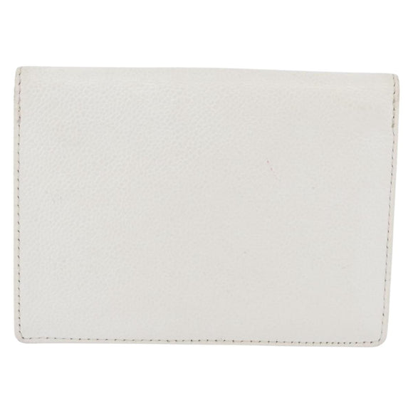 CHANEL Pouch Caviar Skin White Gold CC Auth 176409A