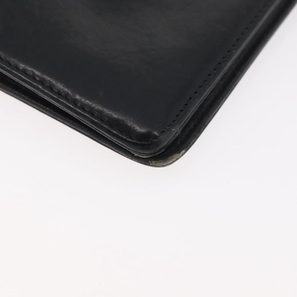 CHANEL Long Wallet Leather Black CC Auth 176410