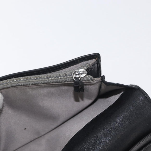 CHANEL Long Wallet Leather Black CC Auth 176410