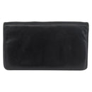 CHANEL Long Wallet Leather Black CC Auth 176410-3