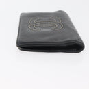 CHANEL Long Wallet Leather Black CC Auth 176410-4