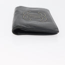 CHANEL Long Wallet Leather Black CC Auth 176410-5