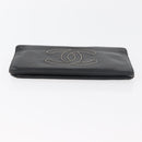 CHANEL Long Wallet Leather Black CC Auth 176410-7