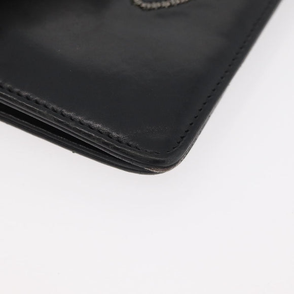CHANEL Long Wallet Leather Black CC Auth 176410