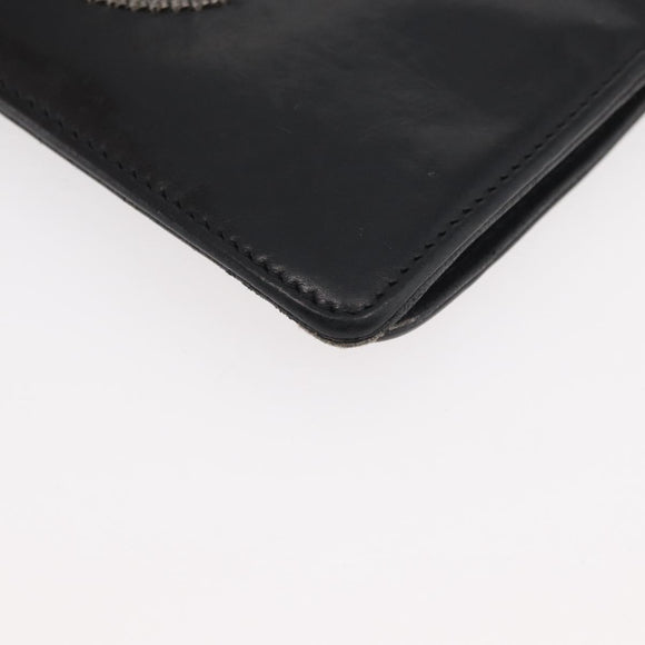 CHANEL Long Wallet Leather Black CC Auth 176410