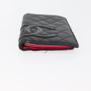 CHANEL Cambon Line Long Wallet Lamb Skin Black CC Auth 176412-7