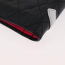 CHANEL Cambon Line Long Wallet Lamb Skin Black White CC Auth 176413A-16