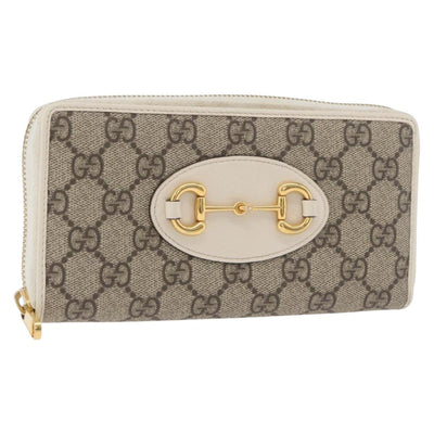 GUCCI Horsebit Long Wallet PVC Beige Gold 621889 Auth 176415A