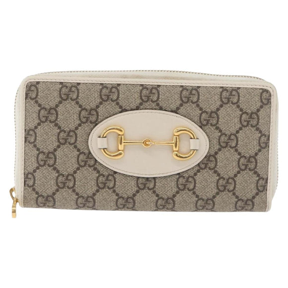 GUCCI Horsebit Long Wallet PVC Beige Gold 621889 Auth 176415A