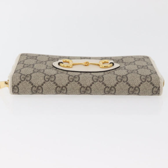 GUCCI Horsebit Long Wallet PVC Beige Gold 621889 Auth 176415A