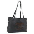 CHANEL Tote Bag Coated Canvas Black CC Auth 176418-1