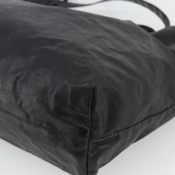 CHANEL Tote Bag Coated Canvas Black CC Auth 176418