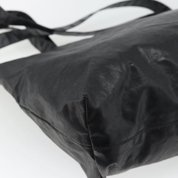 CHANEL Tote Bag Coated Canvas Black CC Auth 176418