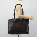 CHANEL Tote Bag Coated Canvas Black CC Auth 176418-18