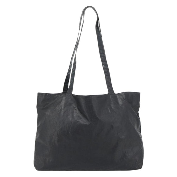 CHANEL Tote Bag Coated Canvas Black CC Auth 176418