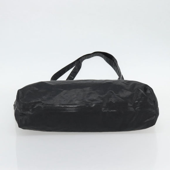 CHANEL Tote Bag Coated Canvas Black CC Auth 176418