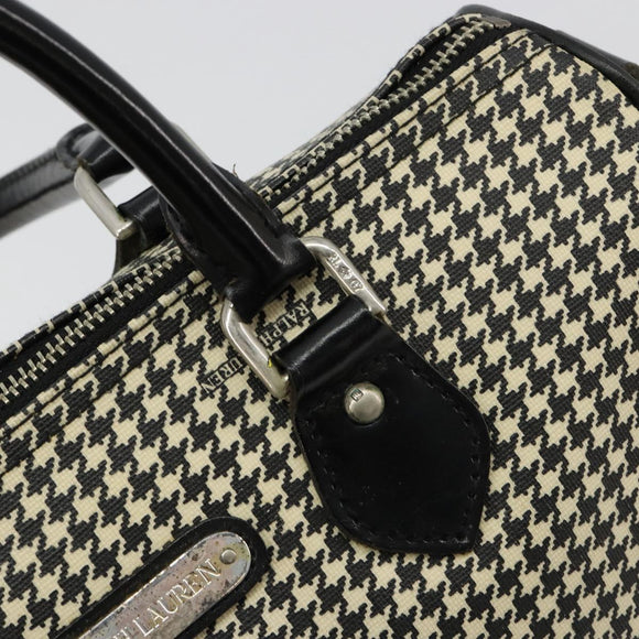 Polo Ralph Lauren Hand Bag Leather PVC Black Silver Auth 176420A
