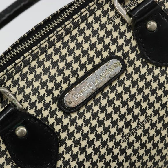 Polo Ralph Lauren Hand Bag Leather PVC Black Silver Auth 176420A