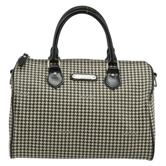 Polo Ralph Lauren Hand Bag Leather PVC Black Silver Auth 176420A