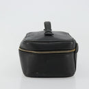 CHANEL Vanity Hand Bag Caviar Skin Black Gold CC Auth 176421-4