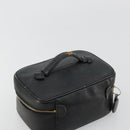 CHANEL Vanity Hand Bag Caviar Skin Black Gold CC Auth 176421-6