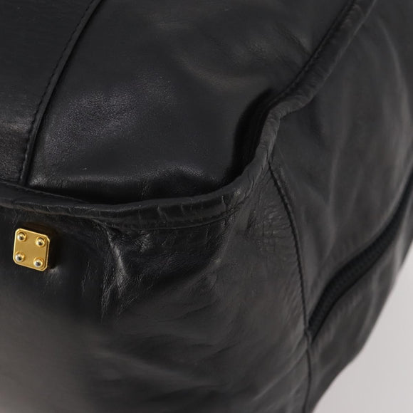 LOEWE Anagram Boston Bag Leather Black Gold Auth 176423