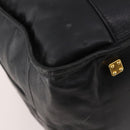 LOEWE Anagram Boston Bag Leather Black Gold Auth 176423-16