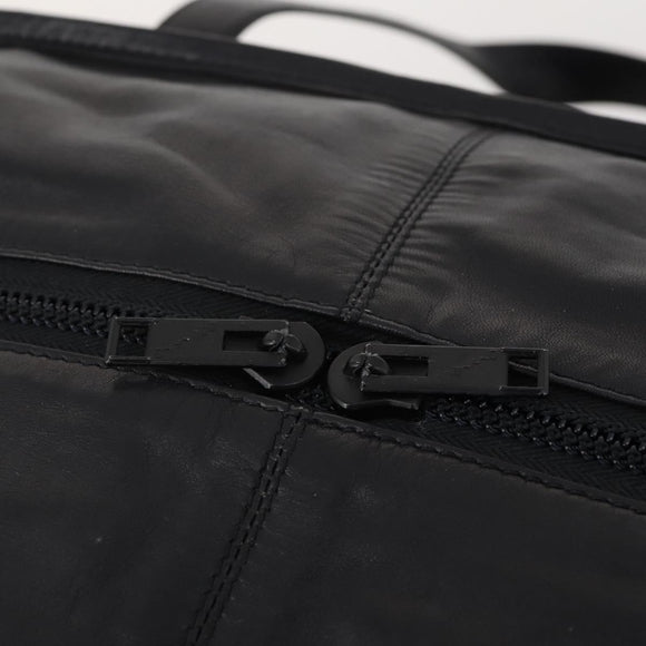 LOEWE Anagram Boston Bag Leather Black Gold Auth 176423