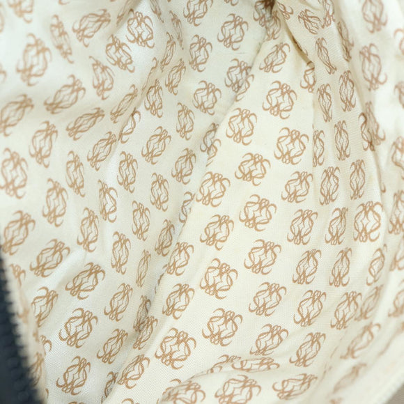 LOEWE Anagram Boston Bag Leather Black Gold Auth 176423
