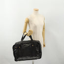LOEWE Anagram Boston Bag Leather Black Gold Auth 176423-22