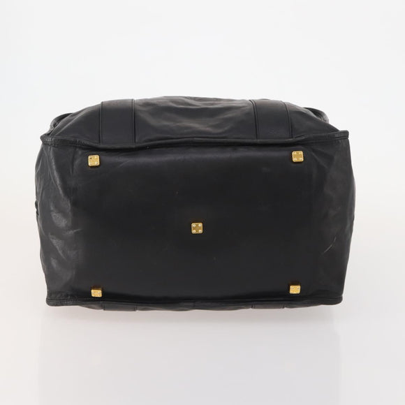 LOEWE Anagram Boston Bag Leather Black Gold Auth 176423