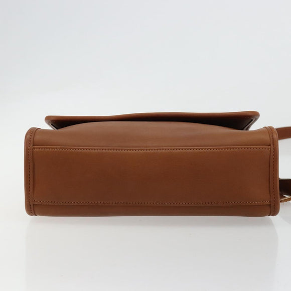 Coach Shoulder Bag Leather Brown Gold Auth 176432A